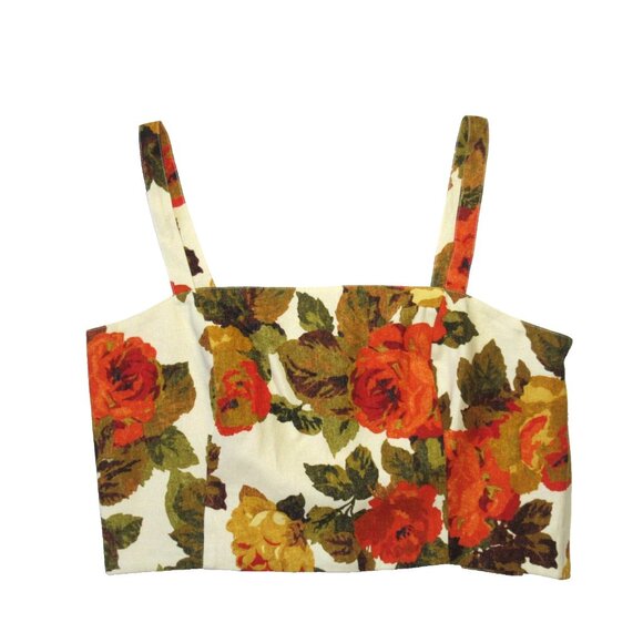 NWT Sezane Editions Ava Top in Taormina Print Floral Crop Tank Top 38 / 6 - Picture 5 of 7